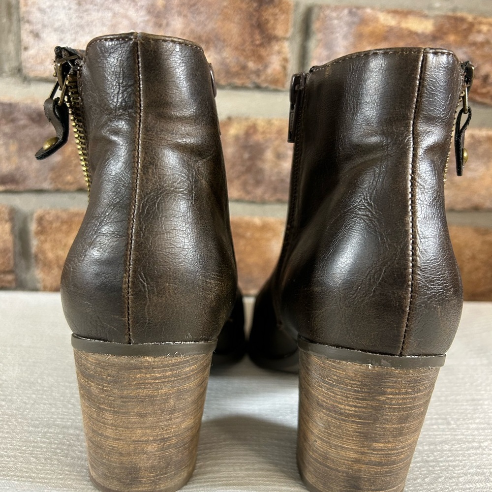 DIBA Brown Faux-Leather Ankle Boots - Picture 3 of 12